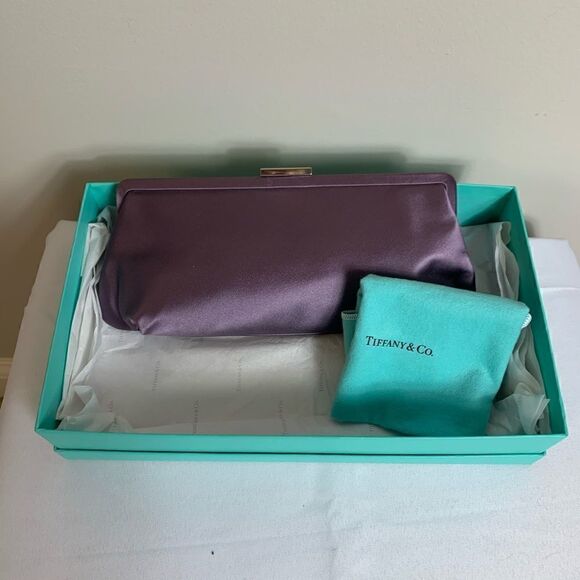 Tiffany & Co. Holly Satin Clutch - Purple - New - Picture 1 of 10